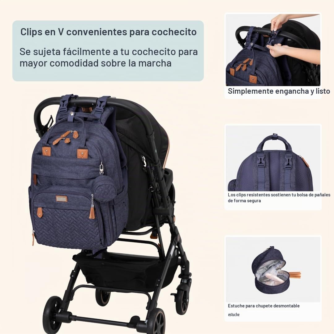 BabbleRoo Mochila para Pañales Extra Grande, Bolsa de Bebé Expandib...