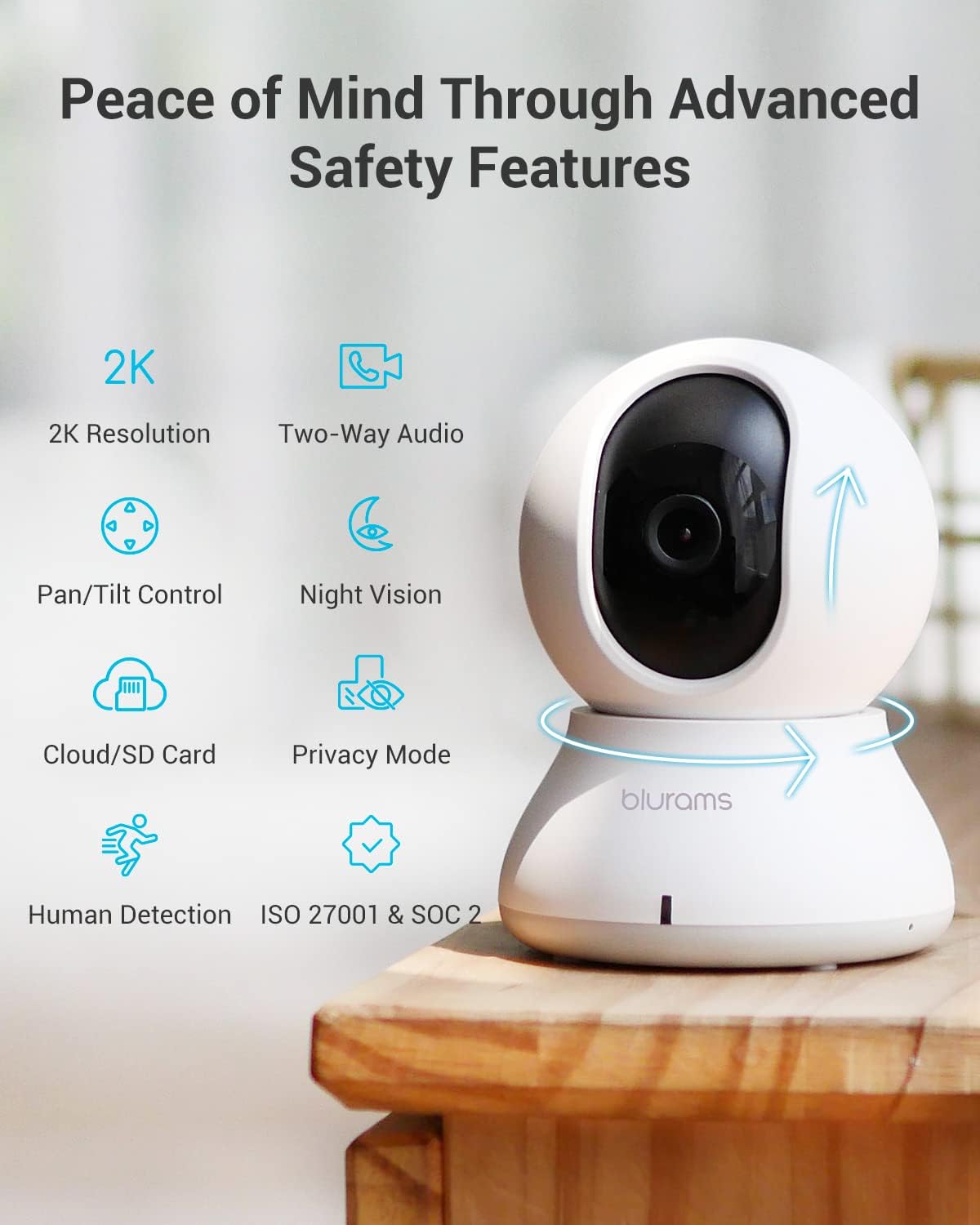 Blurams Cámara de seguridad 2K, cámara para perros con monitor de b...