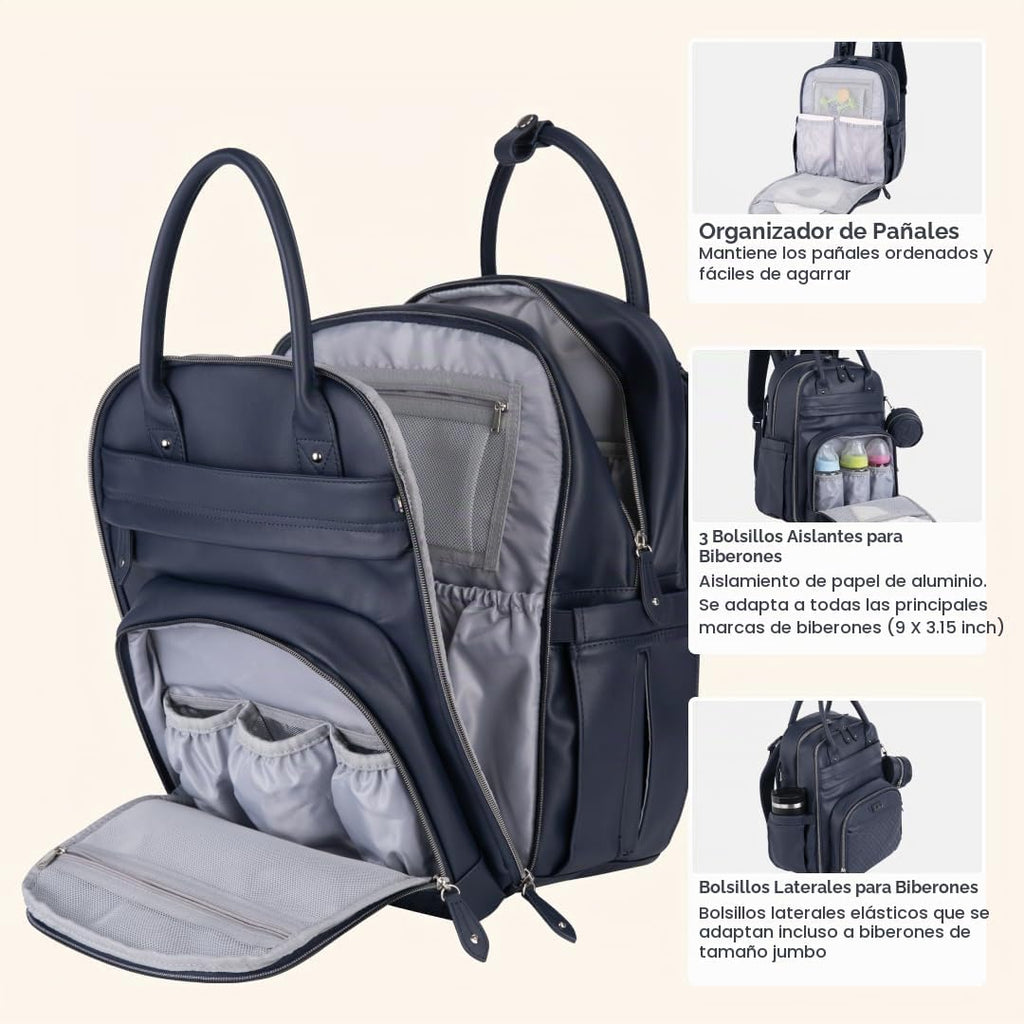 BabbleRoo - Mochila de cuero para pañales, mochila de viaje para be...