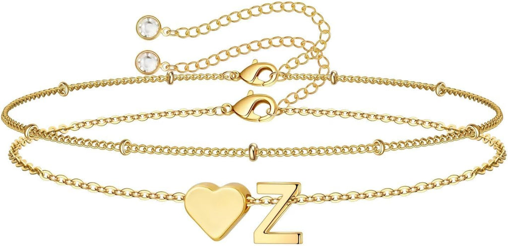 M MOOHAM Pulseras de oro con inicial de corazón para mujer, pulsera...