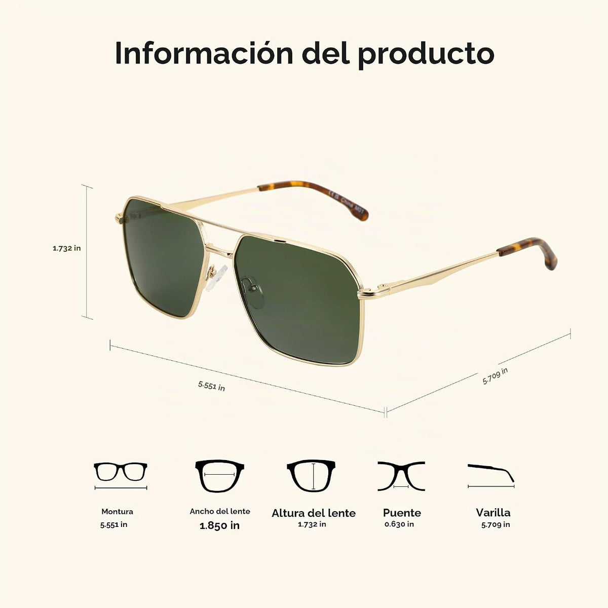 ZENOTTIC Gafas de sol polarizadas de aviador para hombre: protecció...