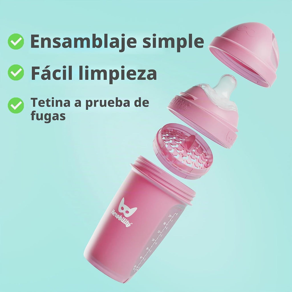 Herobility Biberones anticólicos de 8.5 fl oz\/8.1 fl oz, paquete d...
