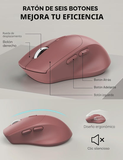 Combo de teclado y mouse inalámbricos: reposamuñecas ergonómico y d...