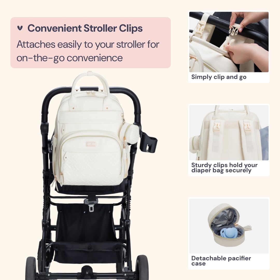 BabbleRoo Mochila de cuero para pañales - Baby Essentials Bolsa de...