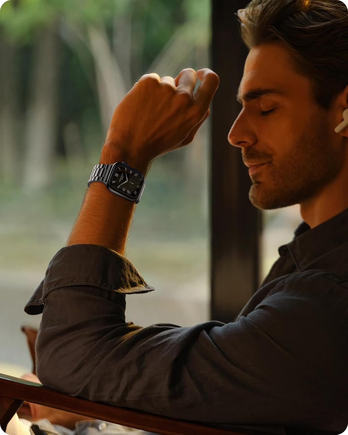 EPULY Correa de metal compatible con Apple Watch para hombres, no r...