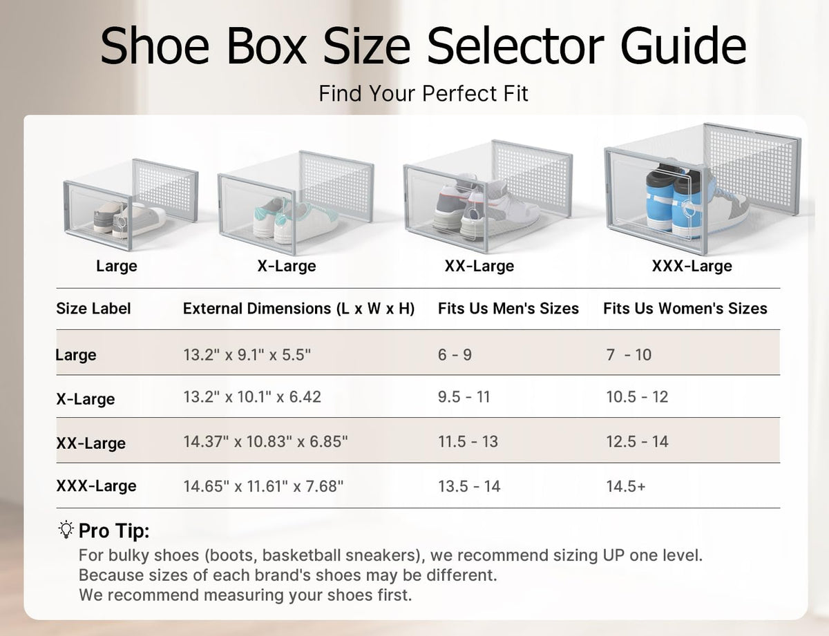 Kuject Cajas de almacenamiento de zapatos extragrandes, paquete de...