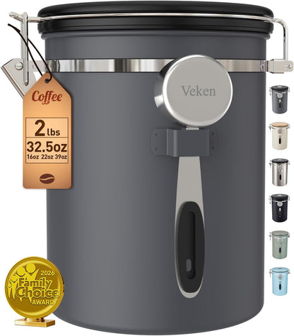 Veken Recipiente para café, 32.5 onzas, 2 libras, grandes tarros he...