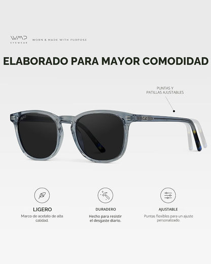 WMP Eyewear - Gafas de sol polarizadas modernas y redondas para hom...