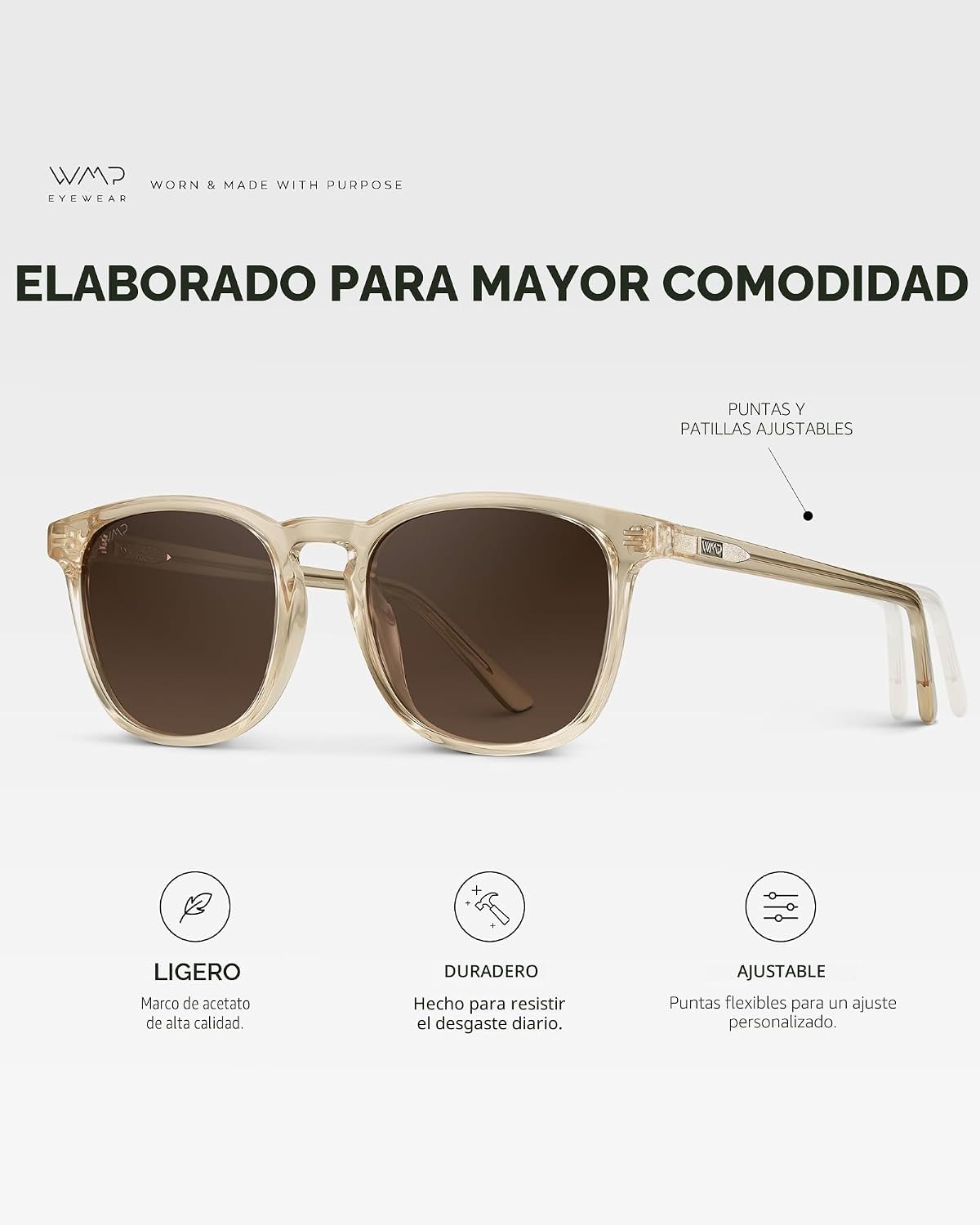 WMP Eyewear - Gafas de sol polarizadas modernas y redondas para hom...