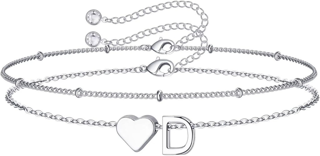 M MOOHAM Pulseras de oro con inicial de corazón para mujer, pulsera...