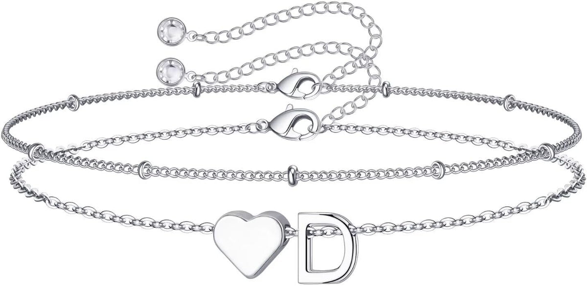 M MOOHAM Pulseras de oro con inicial de corazón para mujer, pulsera...