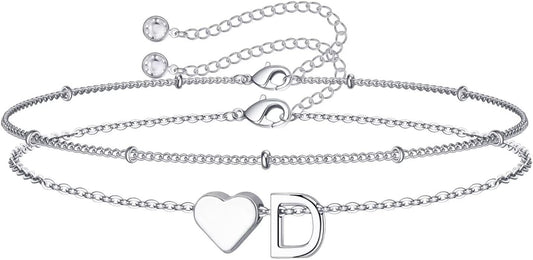 M MOOHAM Pulseras de oro con inicial de corazón para mujer, pulsera...