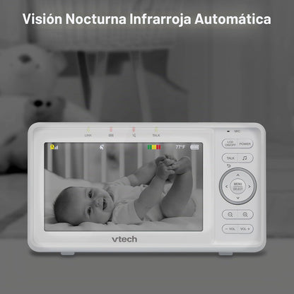 VTech Vigilabebés con vídeo VM5263, LCD HD de 5", Pan-Tilt-Zoom, Bl...