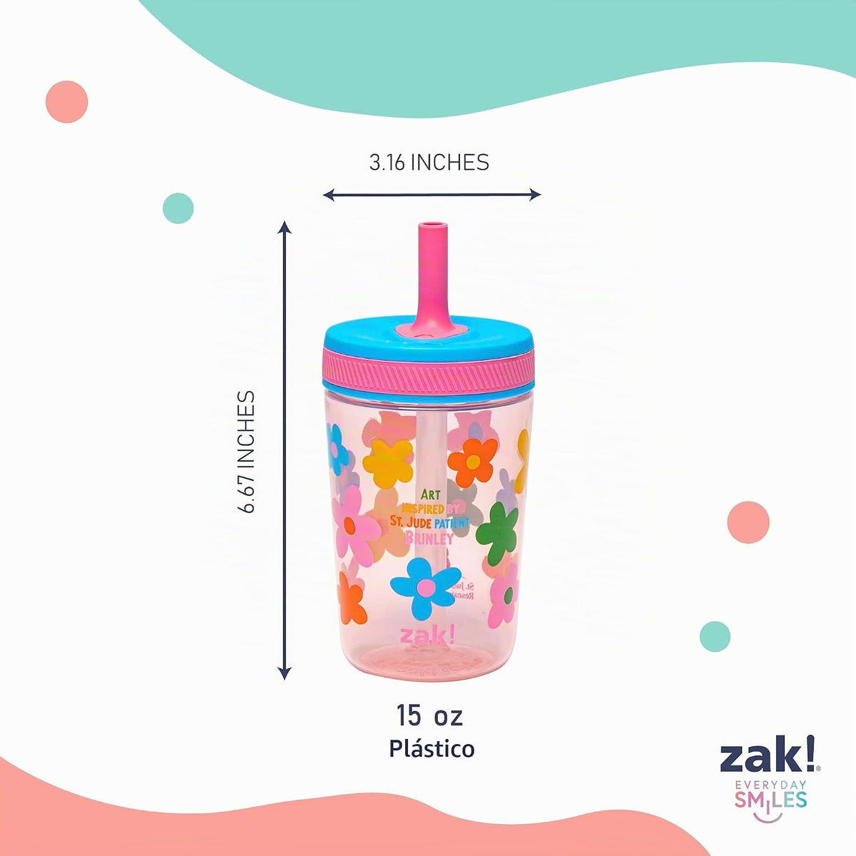 Zak Designs Vasos Kelso a prueba de fugas de 15 onzas que beneficia...