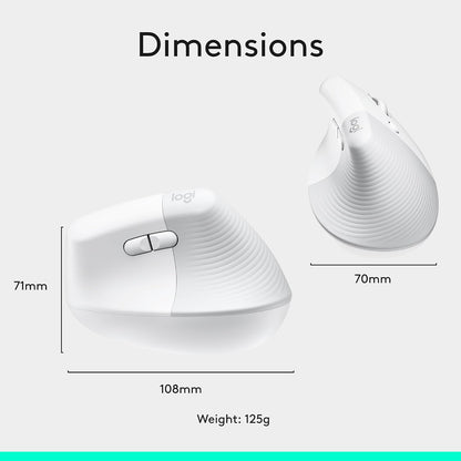 Ratón inalámbrico ergonómico vertical Logitech Lift - Blanco roto |...