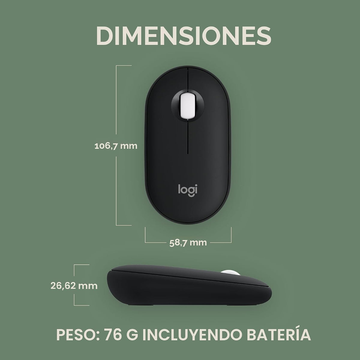 Ratón inalámbrico Bluetooth Logitech M350s Pebble 2 - Negro | Delga...