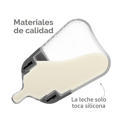 Nanobebe Biberón de silicona flexible, anticólicos, tacto natural,...