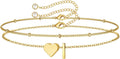 M MOOHAM Pulseras de oro con inicial de corazón para mujer, pulsera...