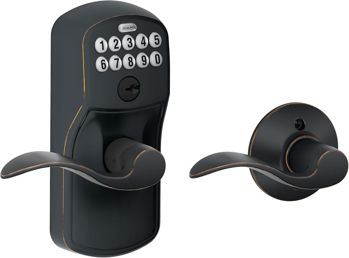 Schlage Cerradura de teclado electrónico, manija de palanca, borde...