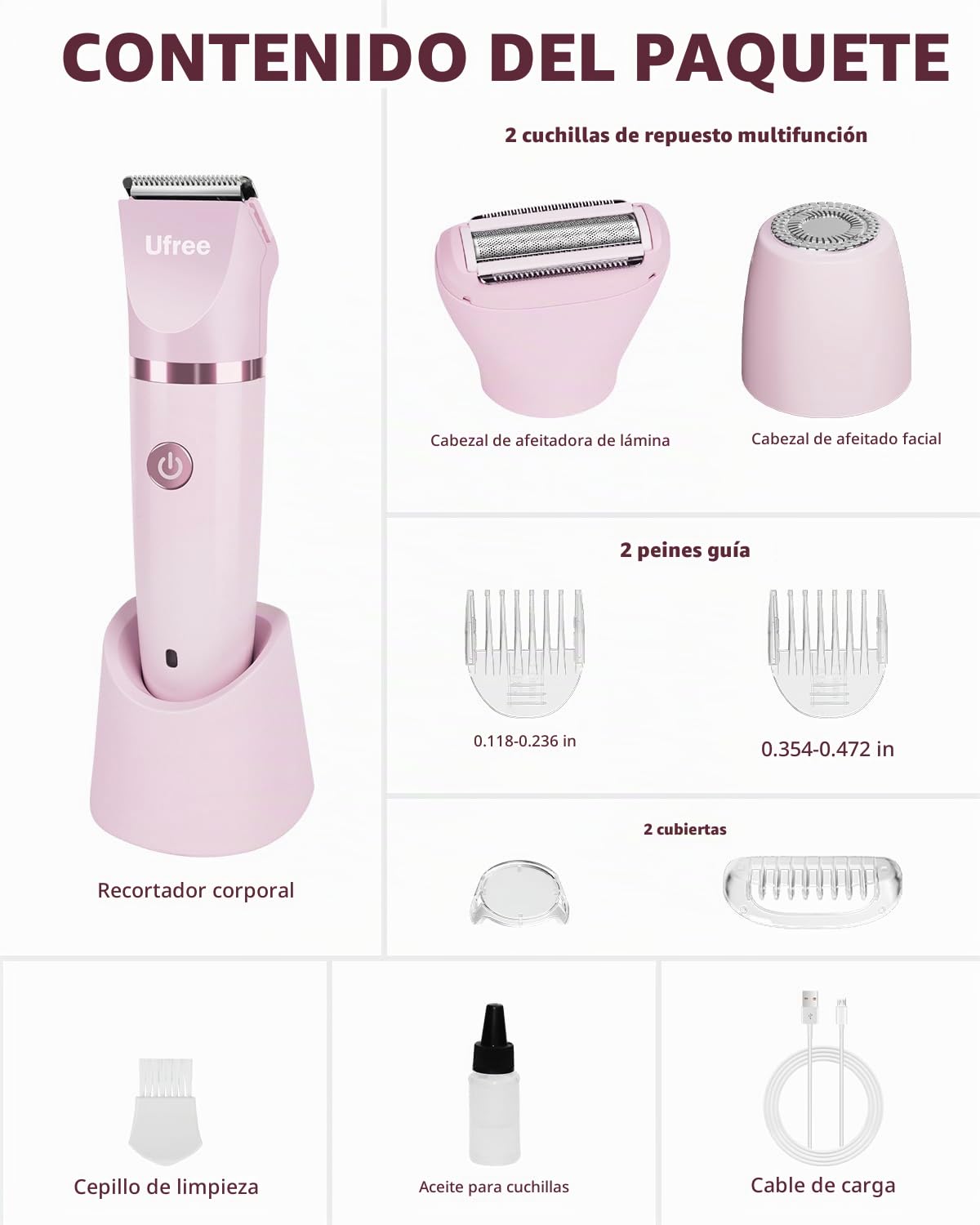 Maquinillas de afeitar eléctricas Ufree 3 en 1 para mujer, regalos...