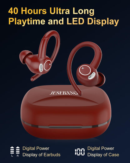 Auriculares inalámbricos, Bluetooth 5.4 Auriculares deportivos sobr...