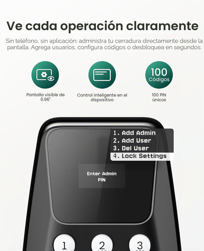 DESLOC Cerradura de puerta de entrada sin llave C100 con juego de m...