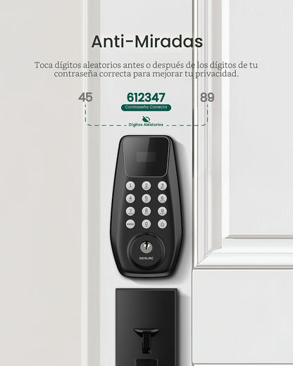 DESLOC Cerradura de puerta de entrada sin llave C100 con pantalla v...