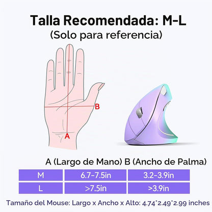 TECKNET Ratón ergonómico, 4800 DPI inalámbrico Bluetooth vertical,...
