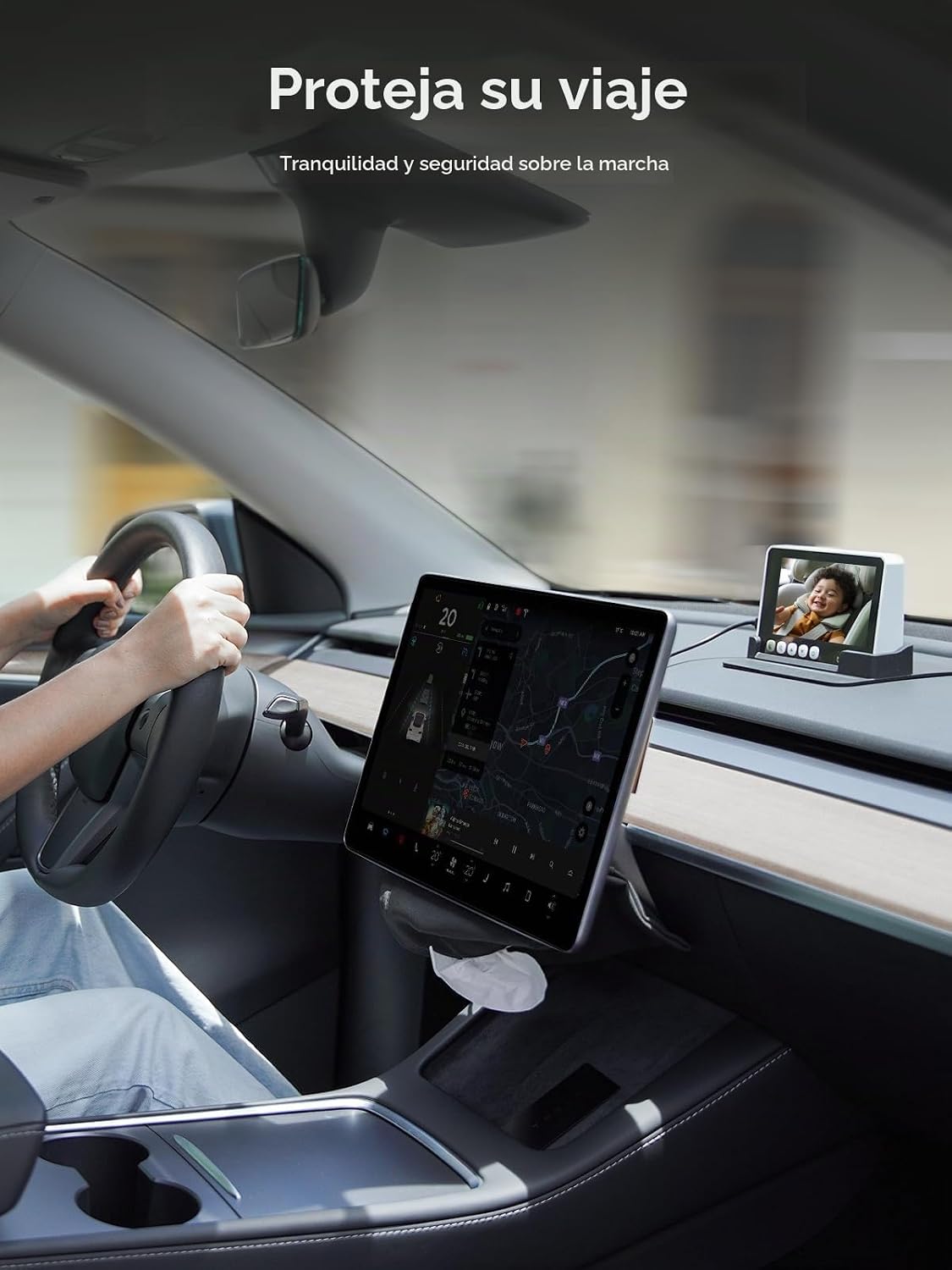 bonoch Cámara de coche de bebé de 5 "1440P para 2 niños, vista...