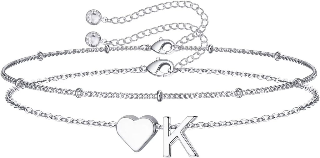 M MOOHAM Pulseras de oro con inicial de corazón para mujer, pulsera...