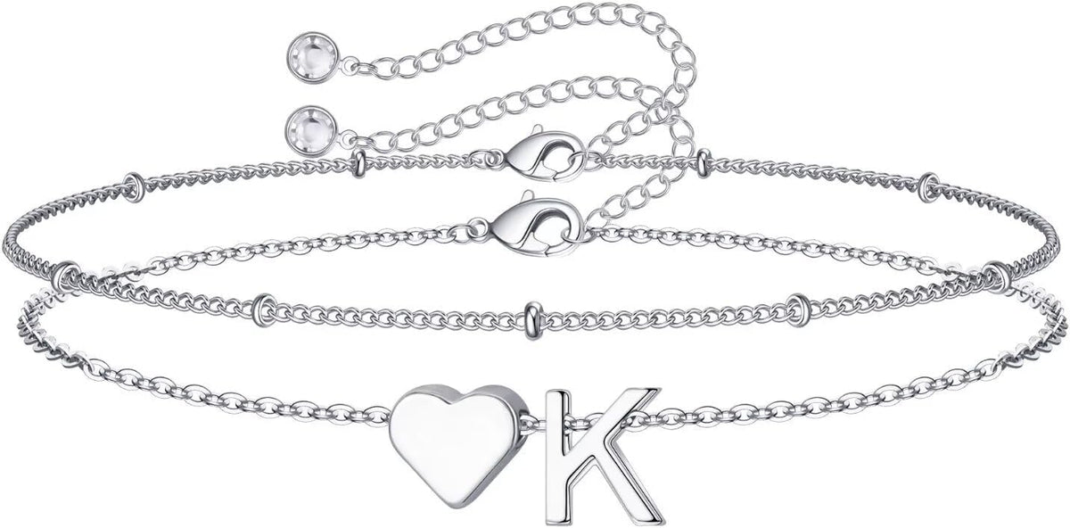 M MOOHAM Pulseras de oro con inicial de corazón para mujer, pulsera...