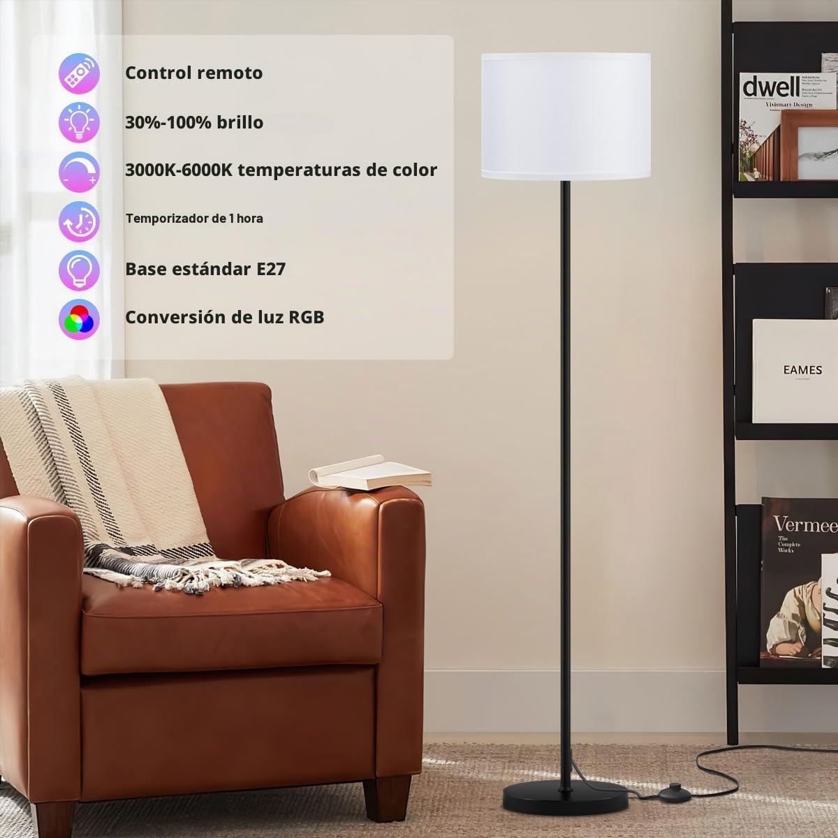 Ambimall - Lámpara de pie para sala de estar con bombilla inteligen...