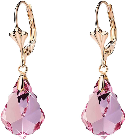 Aretes de cristal austriaco barroco con cierre de palanca para muje...