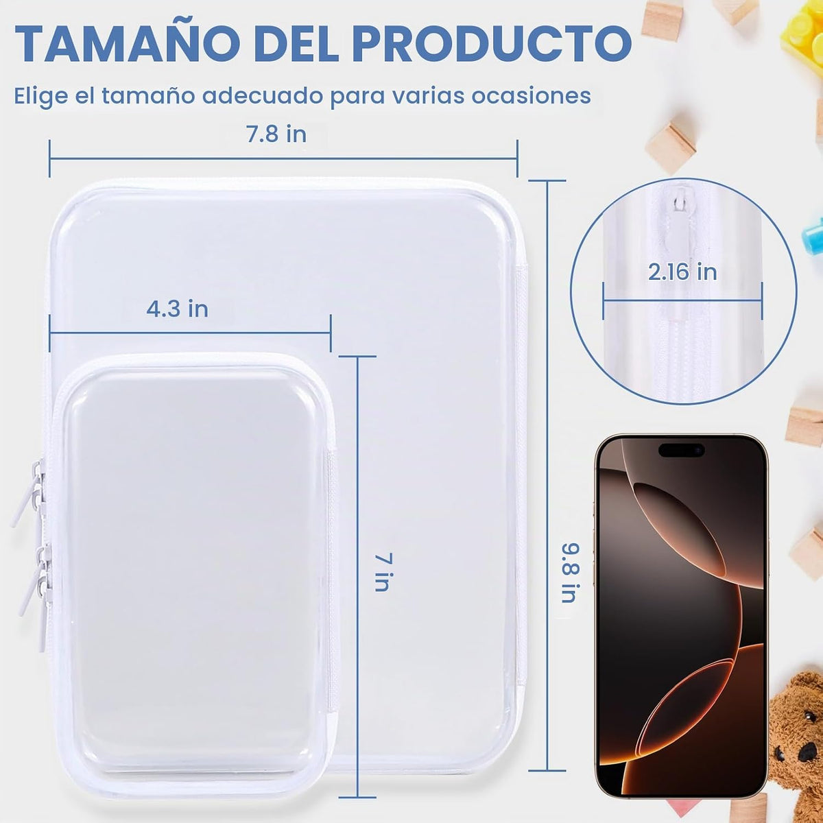 YOPCDJ Estuche rígido transparente con cremallera, bolsa transparen...