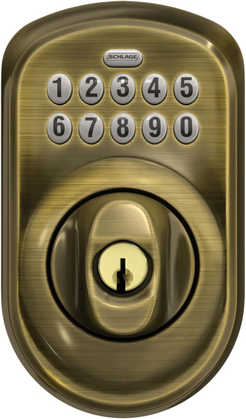 Schlage Cerradura electrónica del cerrojo del teclado, borde Plymou...