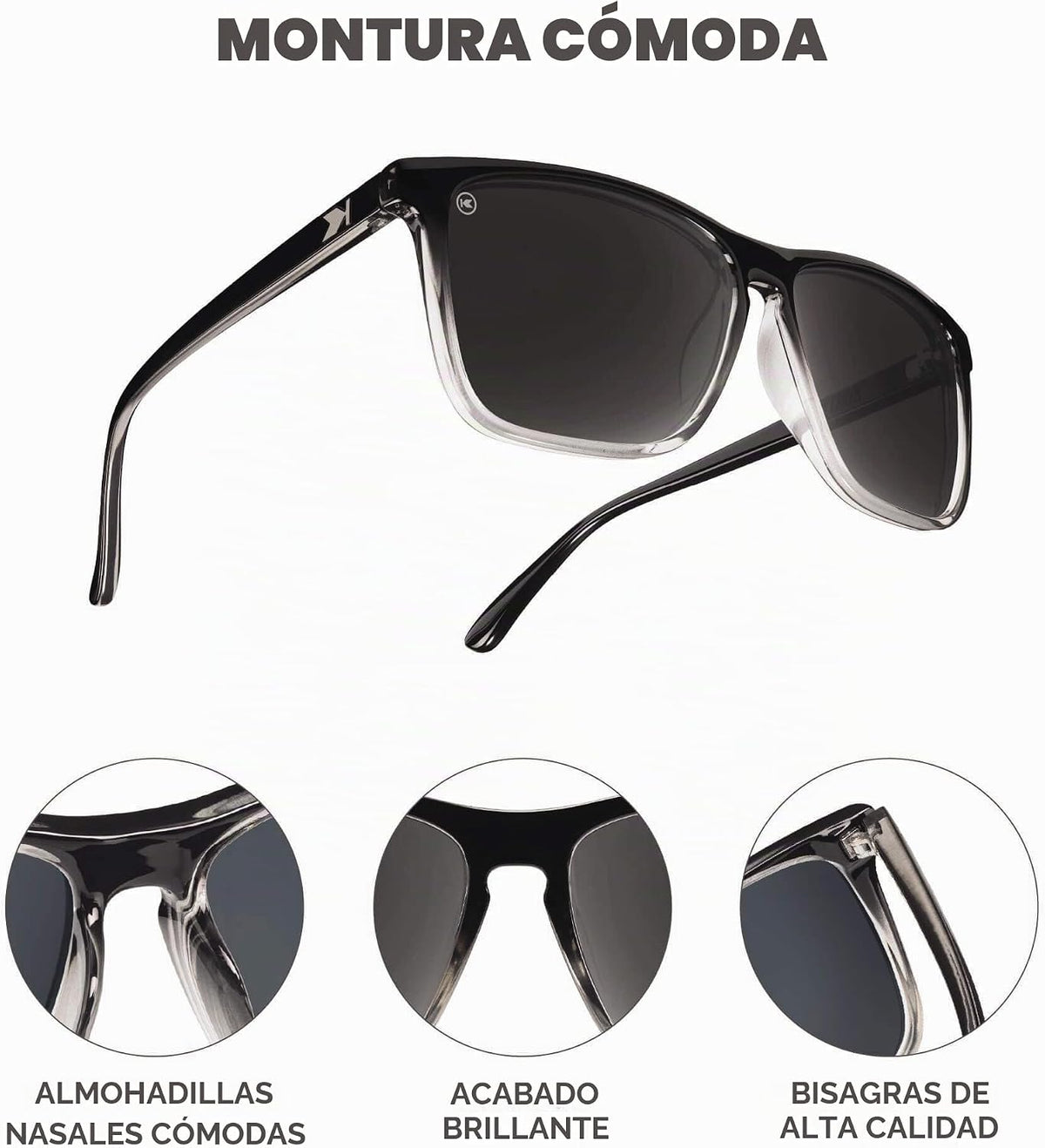 Knockaround Gafas de sol polarizadas cuadradas para hombres y mujer...