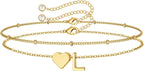 M MOOHAM Pulseras de oro con inicial de corazón para mujer, pulsera...