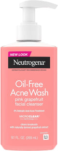 Neutrogena Limpiador facial de pomelo rosa sin aceite, con ácido sa...