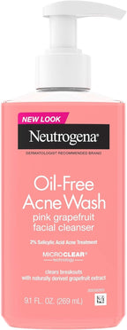 Neutrogena Limpiador facial de pomelo rosa sin aceite, con ácido sa...