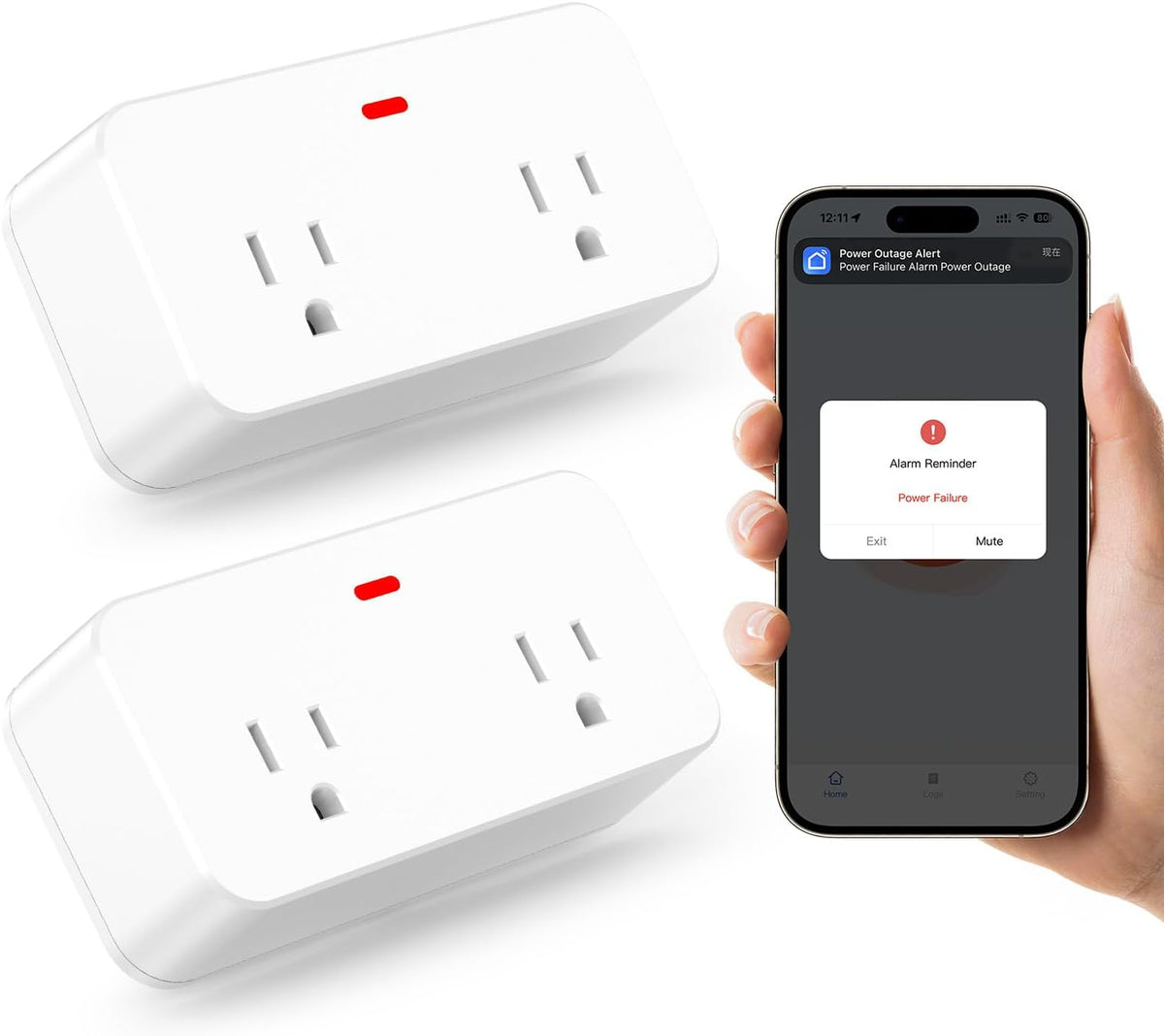 Alarma de falla de energía WiFi, paquete de 2 salidas de alarma de...