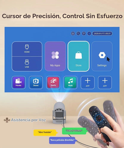 【Enfoque eléctrico】Mini proyector portátil con soporte WiFi y Bluet...