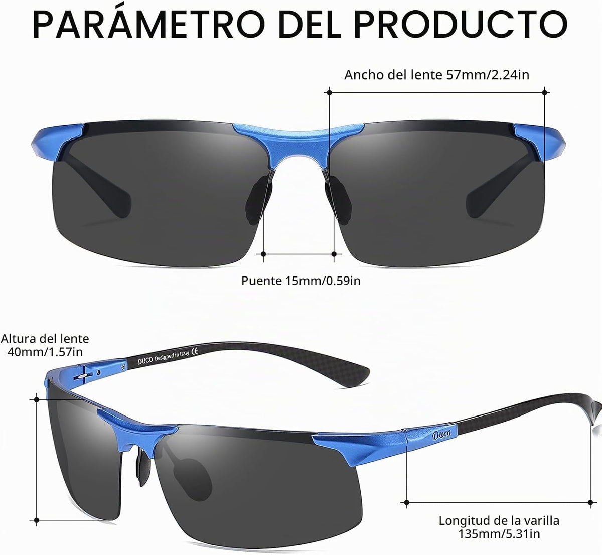 DUCO - Gafas de sol polarizadas para hombre, para deportes, pesca,...