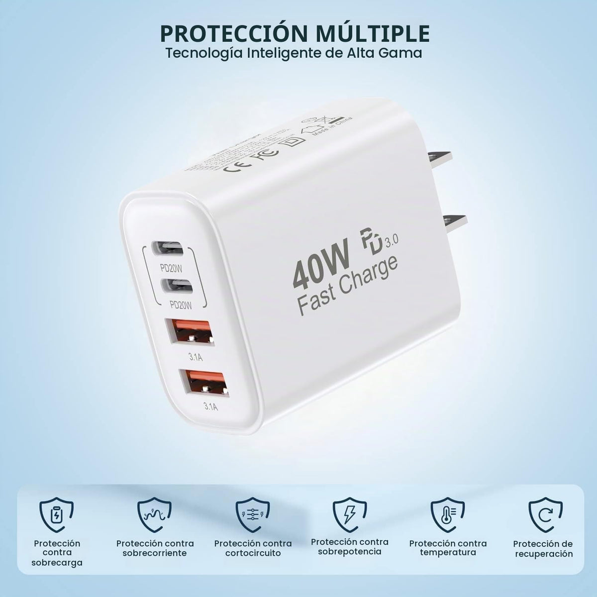 Paquete de 2 bloques de carga rápida para iPhone 17, 16, 15 Pro Max...