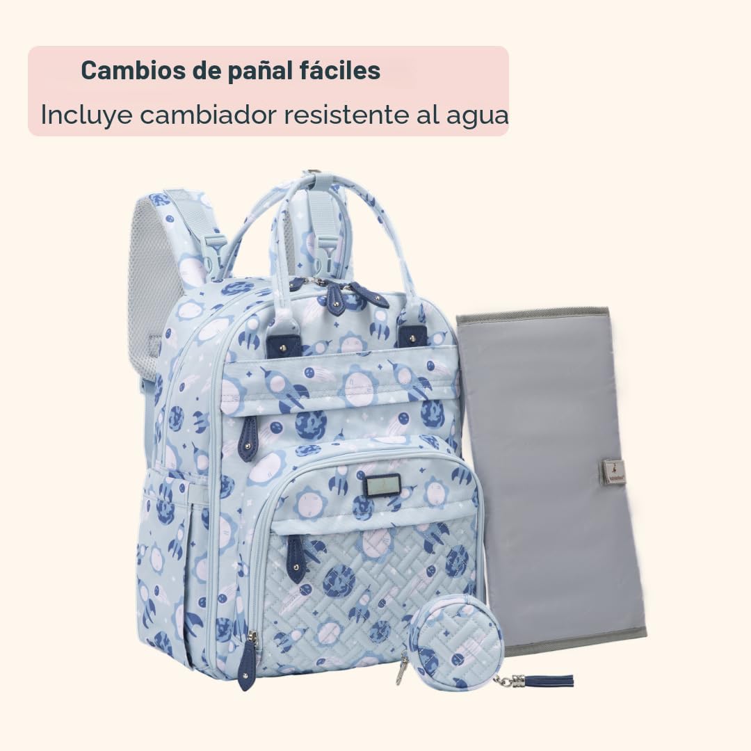 BabbleRoo Mochila para pañales - Bolsa de viaje esencial para bebé,...
