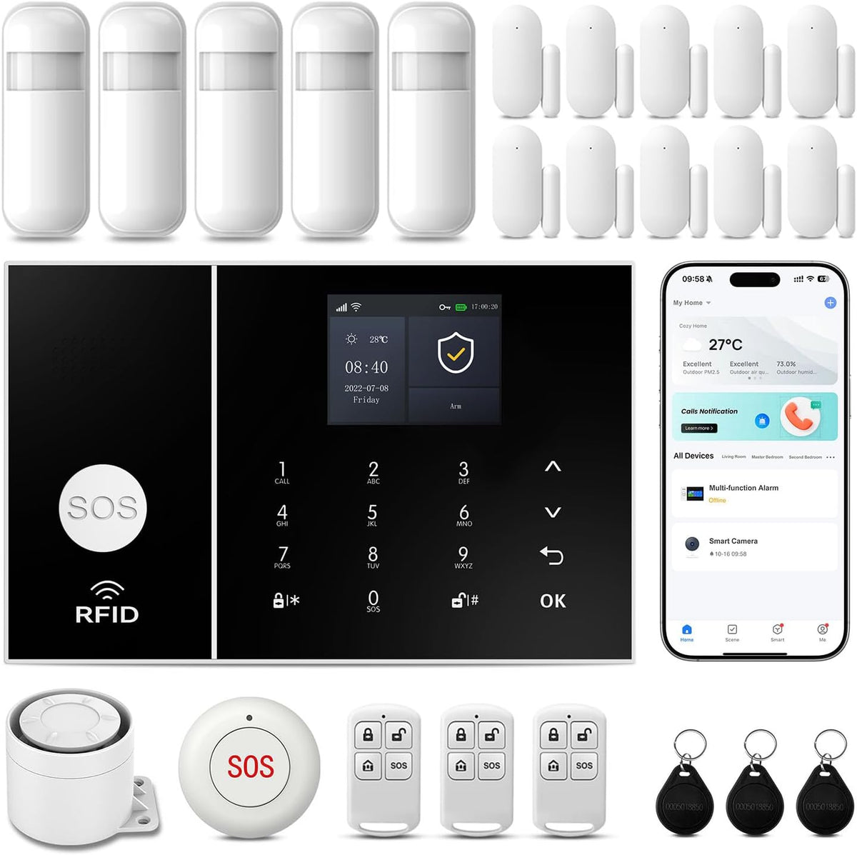 Sistemas inalámbricos de seguridad para el hogar, 24 piezas, WiFi+G...