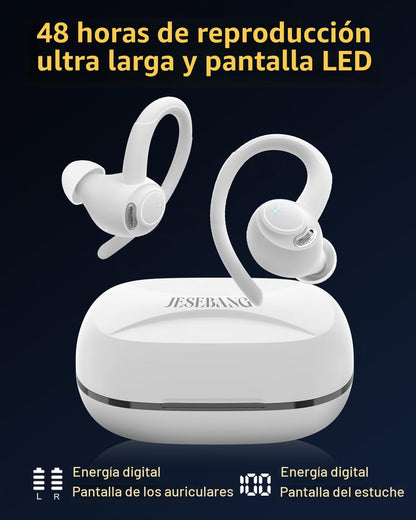 Auriculares inalámbricos, Bluetooth 5.4 Auriculares deportivos sobr...