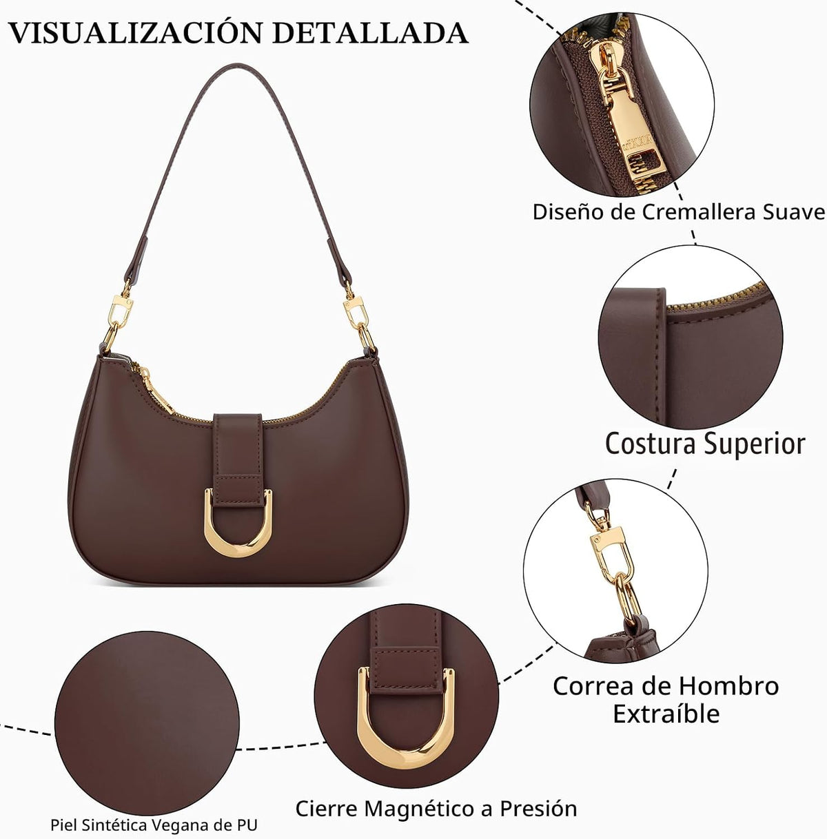 KKXIU Bolso de Hombro para Mujer Bolso de Moda para Todos los días...
