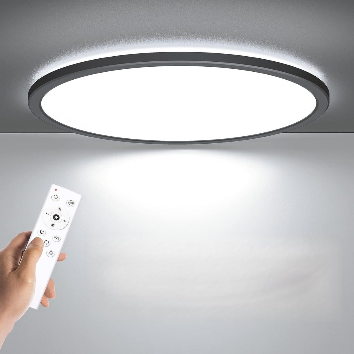 BLNAN Lámpara LED de techo empotrada con control remoto, 15.4 pulga...