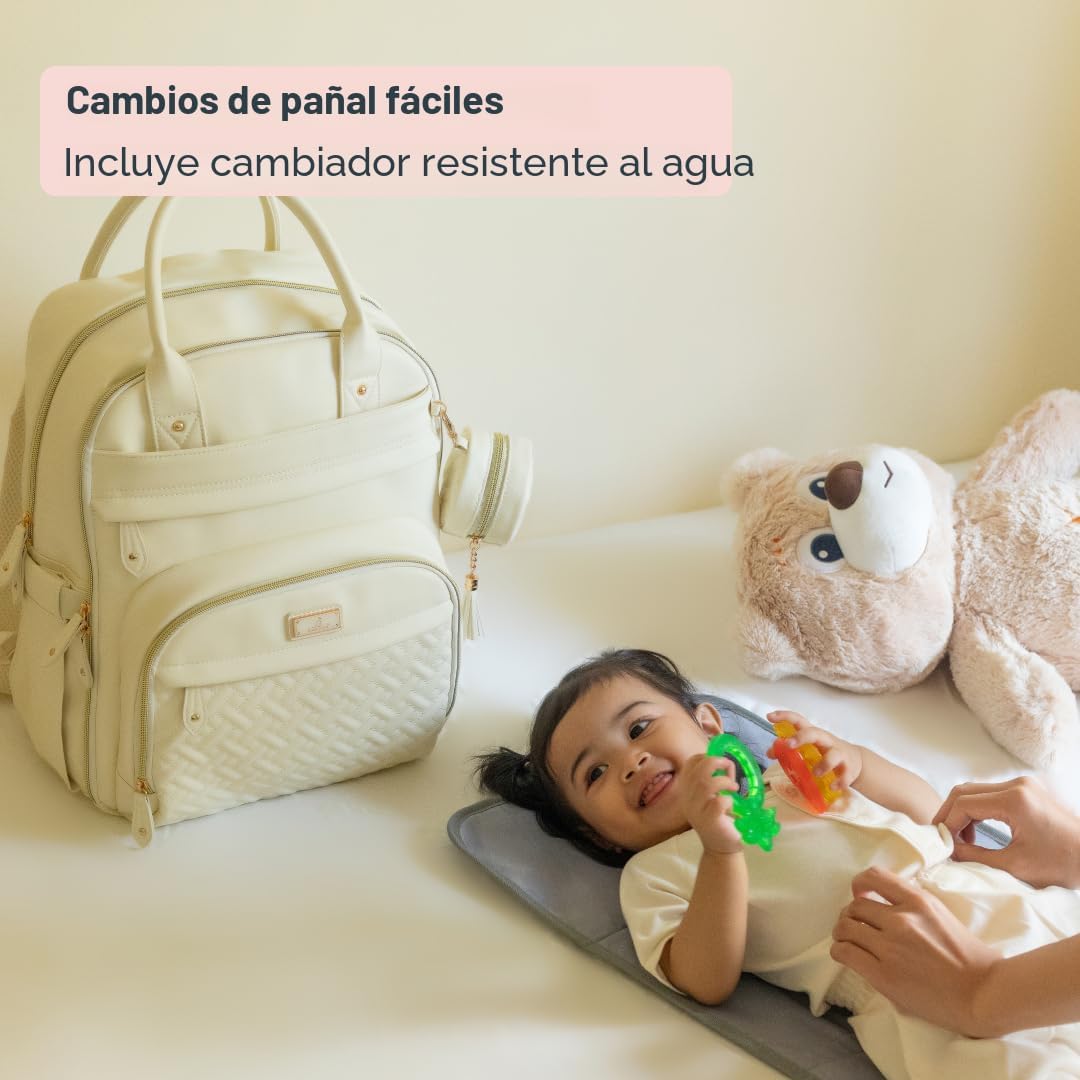 BabbleRoo Mochila de cuero para pañales - Baby Essentials Bolsa de...