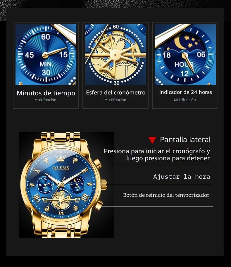 OLEVS Relojes para hombre, resistente al agua, de lujo, gran cara,...